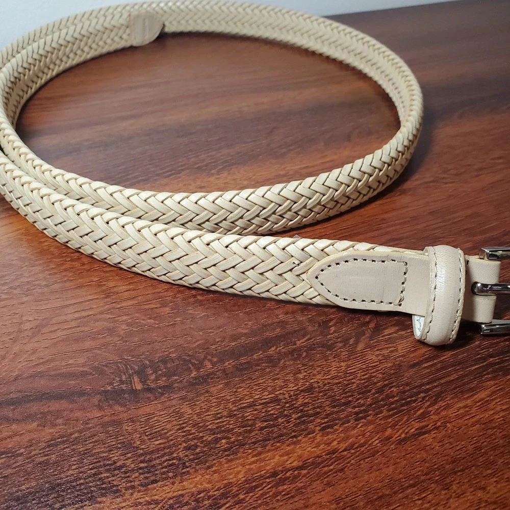 Leather braided women's belt size M/L‎ - leather rim w/bonded leather braid